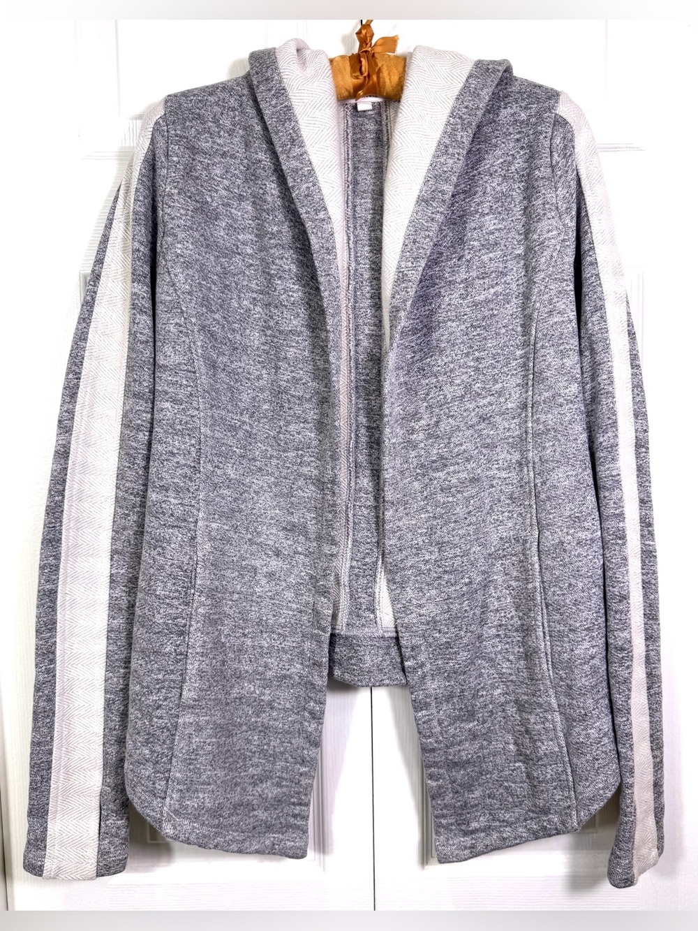 Athleta Rare Sample Hooded Open Front Cardigan Wrap Jacket Gray/White Size S